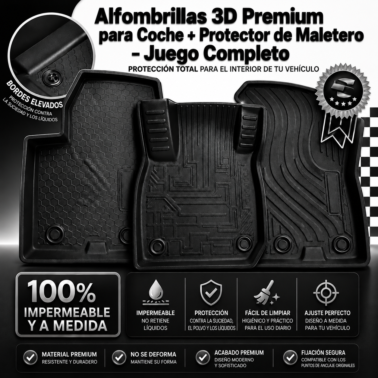 Tapetes 3D Premium + tapete de cajuela – juego completo